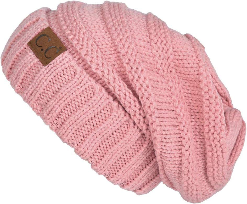 Trendy Warm Oversized Chunky Soft Oversized Cable Knit Slouchy Beanie | Amazon (US)