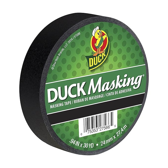 Duck 240877 Color Masking Tape, 0.94-Inch by 30-Yard (Single Roll), Black | Amazon (US)