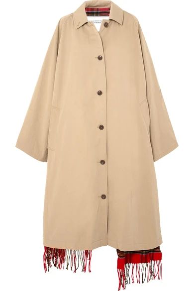 Oversized reversible cotton-gabardine and tartan wool trench coat | NET-A-PORTER (US)