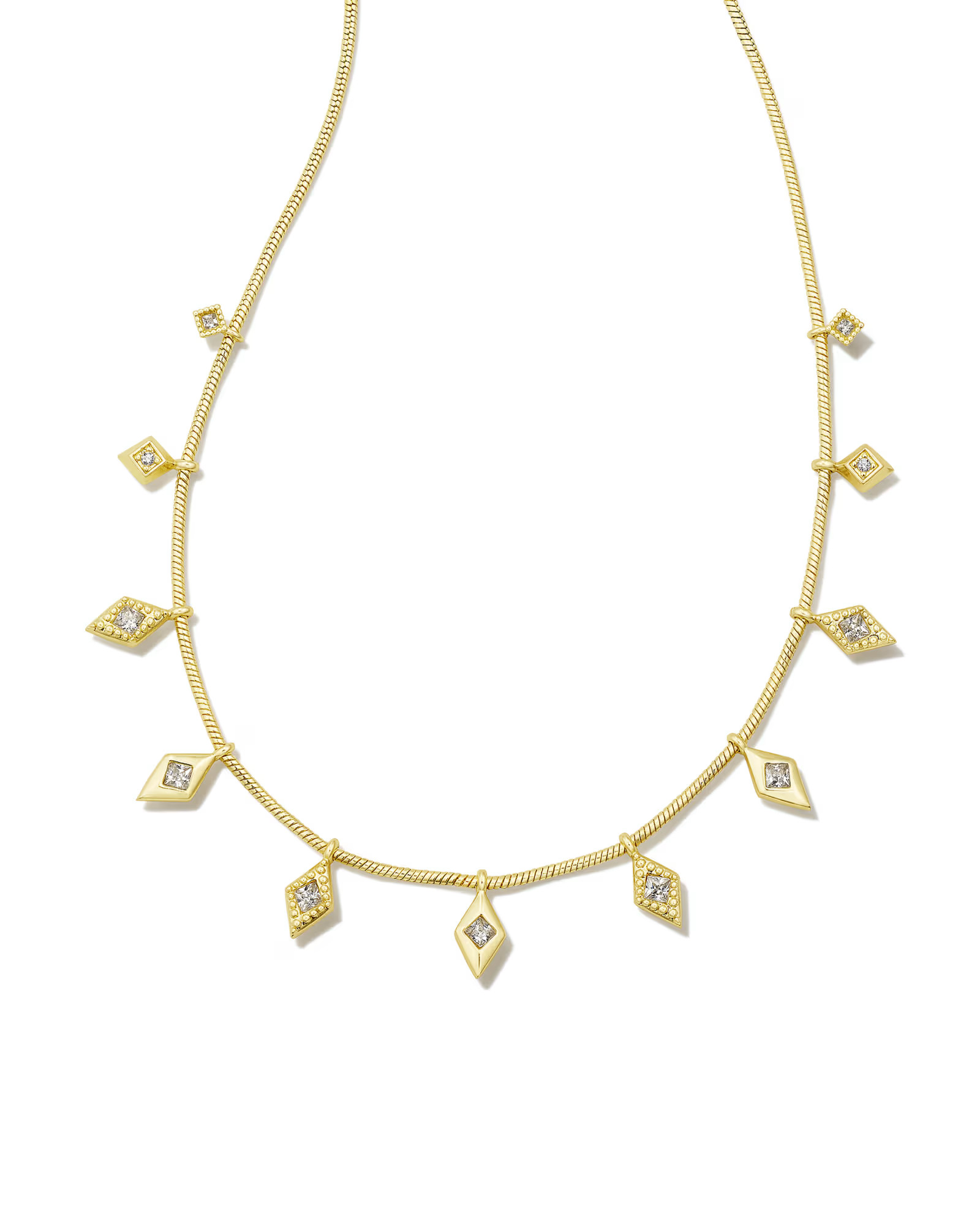 Kinsley Gold Strand Necklace in White Crystal | Kendra Scott
