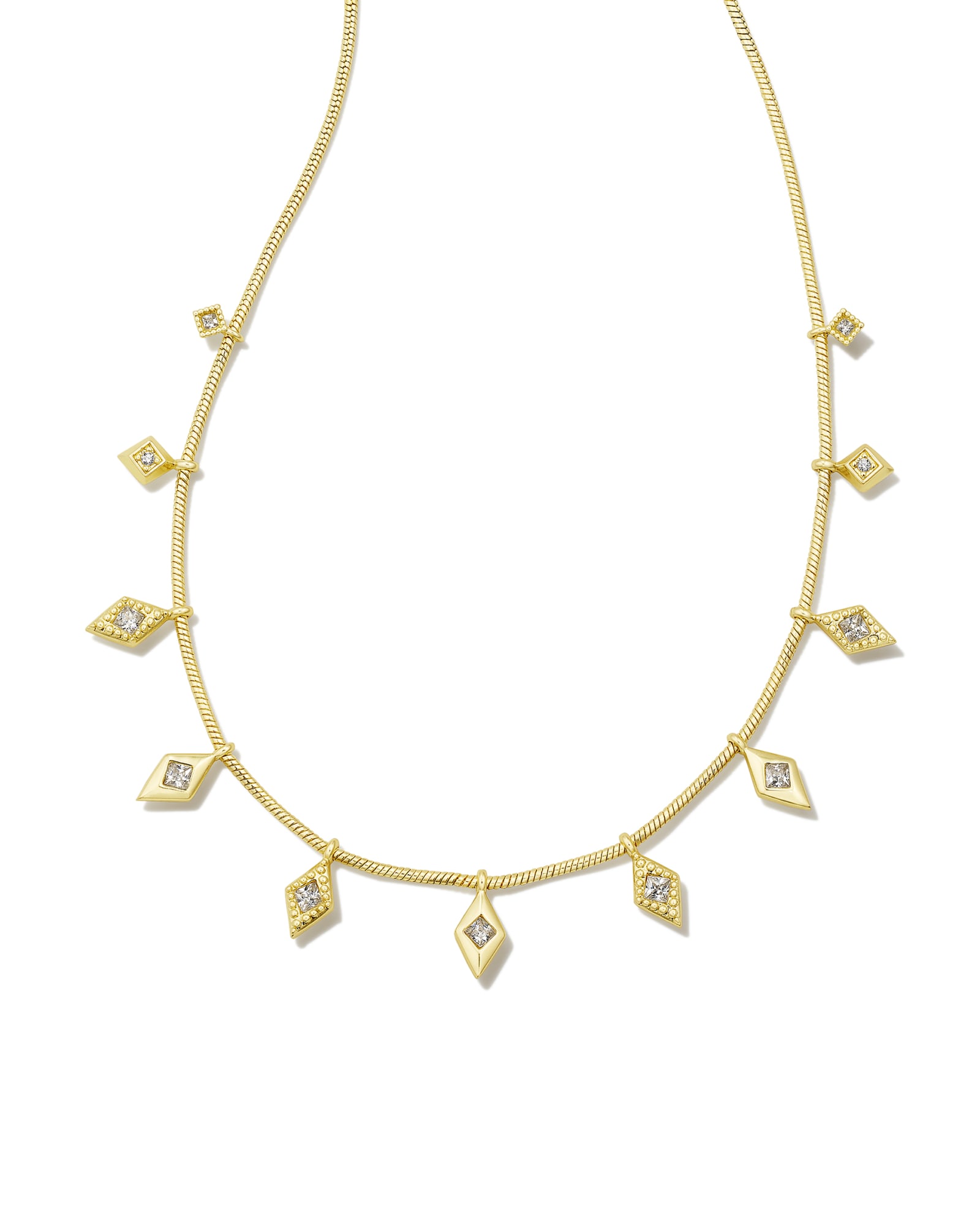 Kinsley Gold Strand Necklace in White Crystal | Kendra Scott | Kendra Scott