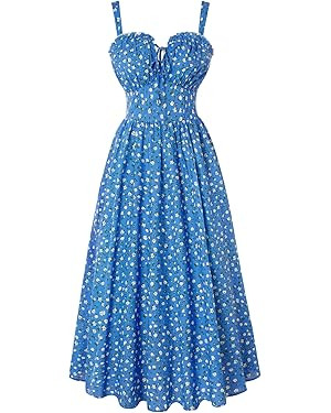 Scarlet Darkness Summer Dresses for Women 2025 Floral Corset Dress Long Milkmaid Dress | Amazon (US)