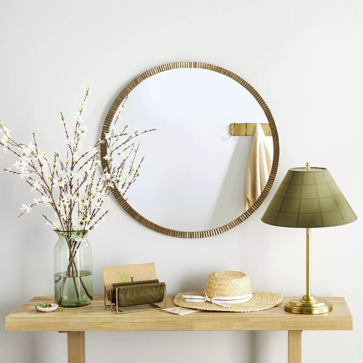 Pleated Brass Round Wall Mirror Antique Finish - Hearth & Hand™ with Magnolia | Target