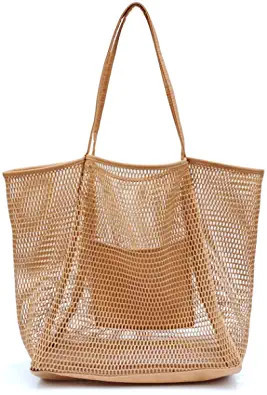 HOXIS Mesh Beach Tote Womens Shoulder Handbag | Amazon (US)