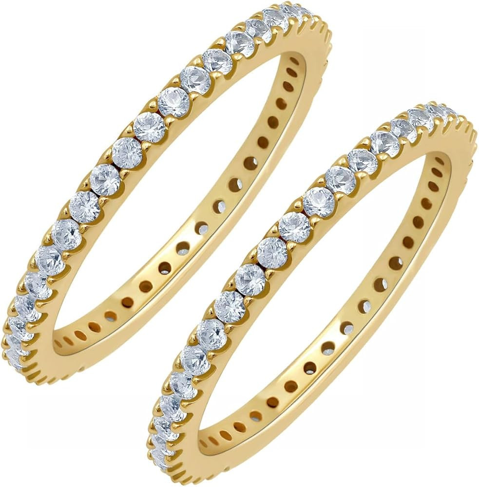 Stackable Eternity Ring for Women |Gold Plated – Ruby, Blue Sapphire, Simulated Diamond, Pink S... | Amazon (US)