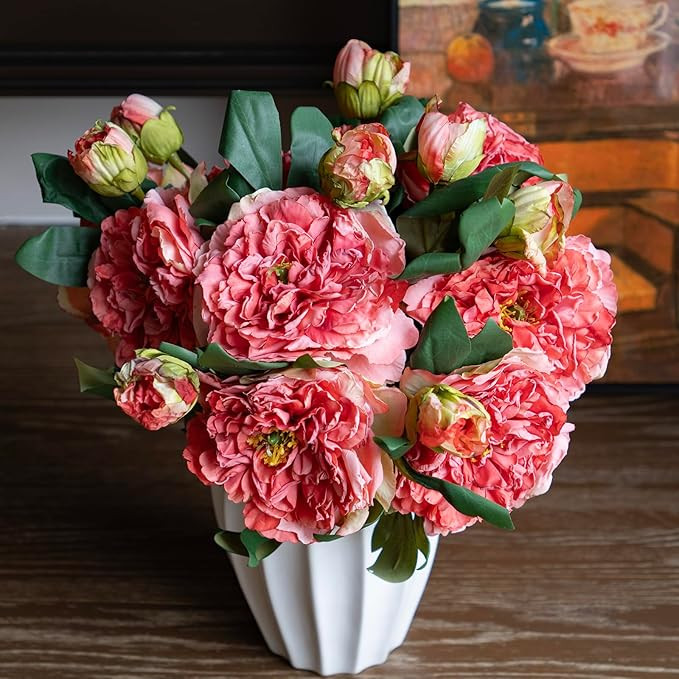 Silk Peony Fake Flowers Large Long Stem Plants for Decoration Home Decor Living Room Artificial F... | Amazon (US)