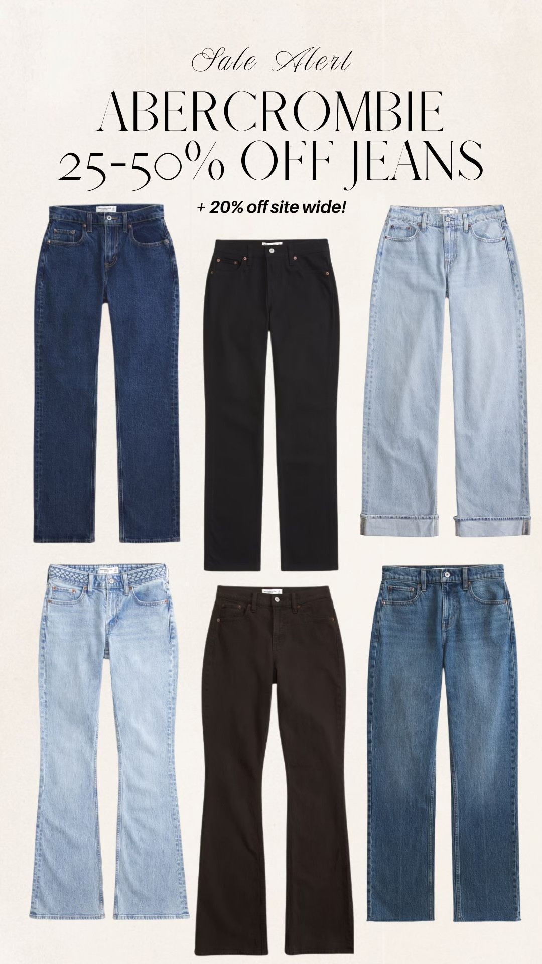 Abercrombie sale ✨ 25-50% off all jeans + 20% off site wide! Linking these & more 💙

#LTKSaleAlert #LTKSeasonal #LTKootd