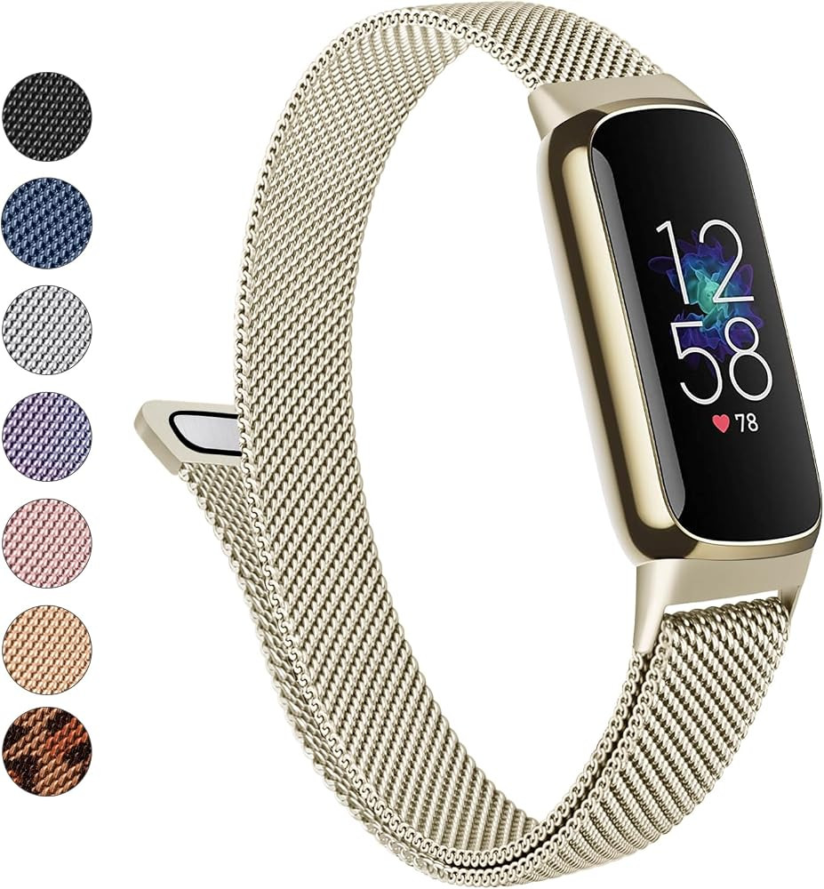 Metal Band for Fitbit Luxe Bands Women Men, Stainless Steel Mesh Loop Adjustable Magnetic Wristba... | Amazon (US)