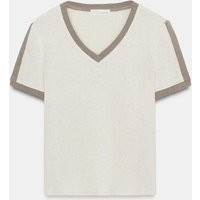Zara - Contrast Rustic T-Shirt - Ecru / Beige - L - Woman | Zara UK
