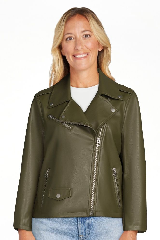 Scoop Women's Faux Leather Moto Jacket, Sizes XS-XXL | Walmart (US)