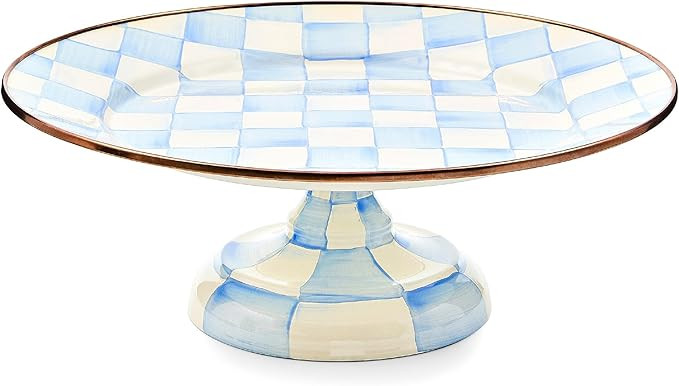 MACKENZIE-CHILDS Enamel Pedestal Platter, Round Cake Stand, Small, 12 Inches, Light-Blue-and-Whit... | Amazon (US)