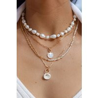 Asymmetrical Pearl & Gold Chain Necklace, Dainty Organic White Necklace, Bead Chain, Bridesmaid Hawaii Gift | Etsy (US)