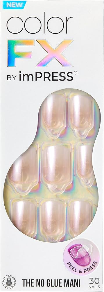 KISS colorFX by imPRESS Press On Nails, ‘Connection’, Solid White, Short Squoval, IMPROVED ad... | Amazon (US)