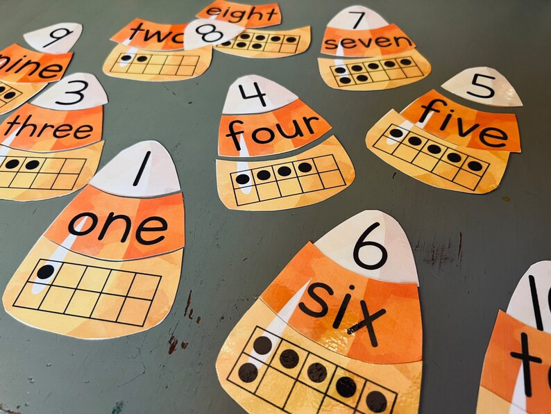 Halloween Candy Corn Number Match, Halloween Preschool Printable, Homeschool Printable, Montessor... | Etsy (US)