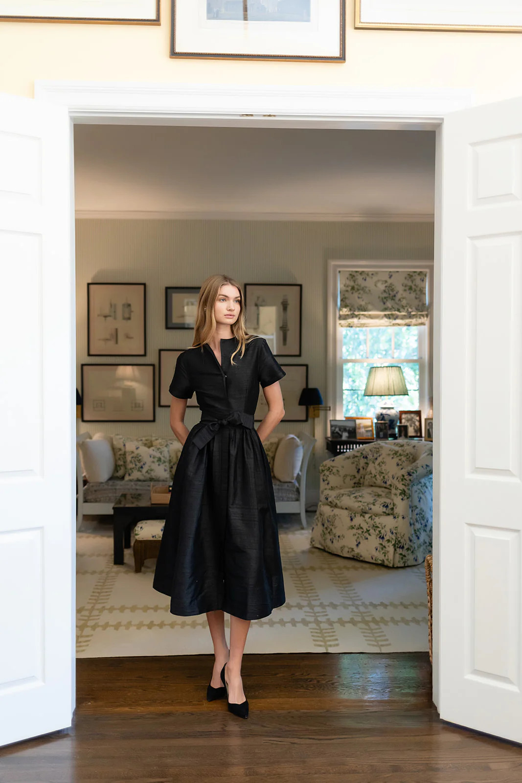 Kate Dress Dupioni - Noir | Julia Amory