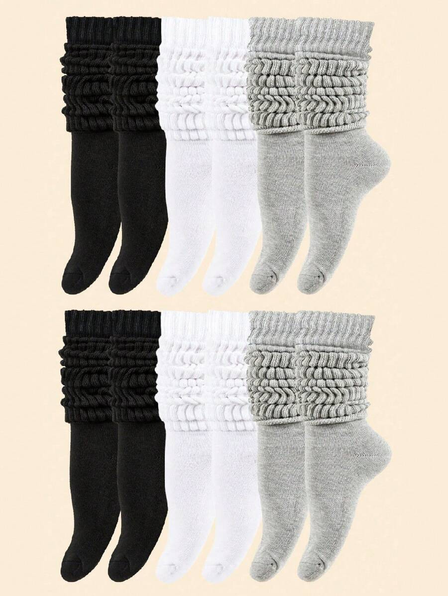1/3/6 Pairs Women's Spring Fall Autumn Winter Slouch Knit Socks Slouchy Socks Women Scrunch Socks... | SHEIN