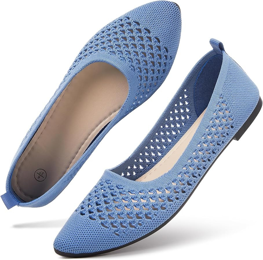 hash bubbie Women's Flats Shoes Women Comfortable Dress Shoes Black Pointed Toe Flats Ballet Mesh... | Amazon (US)