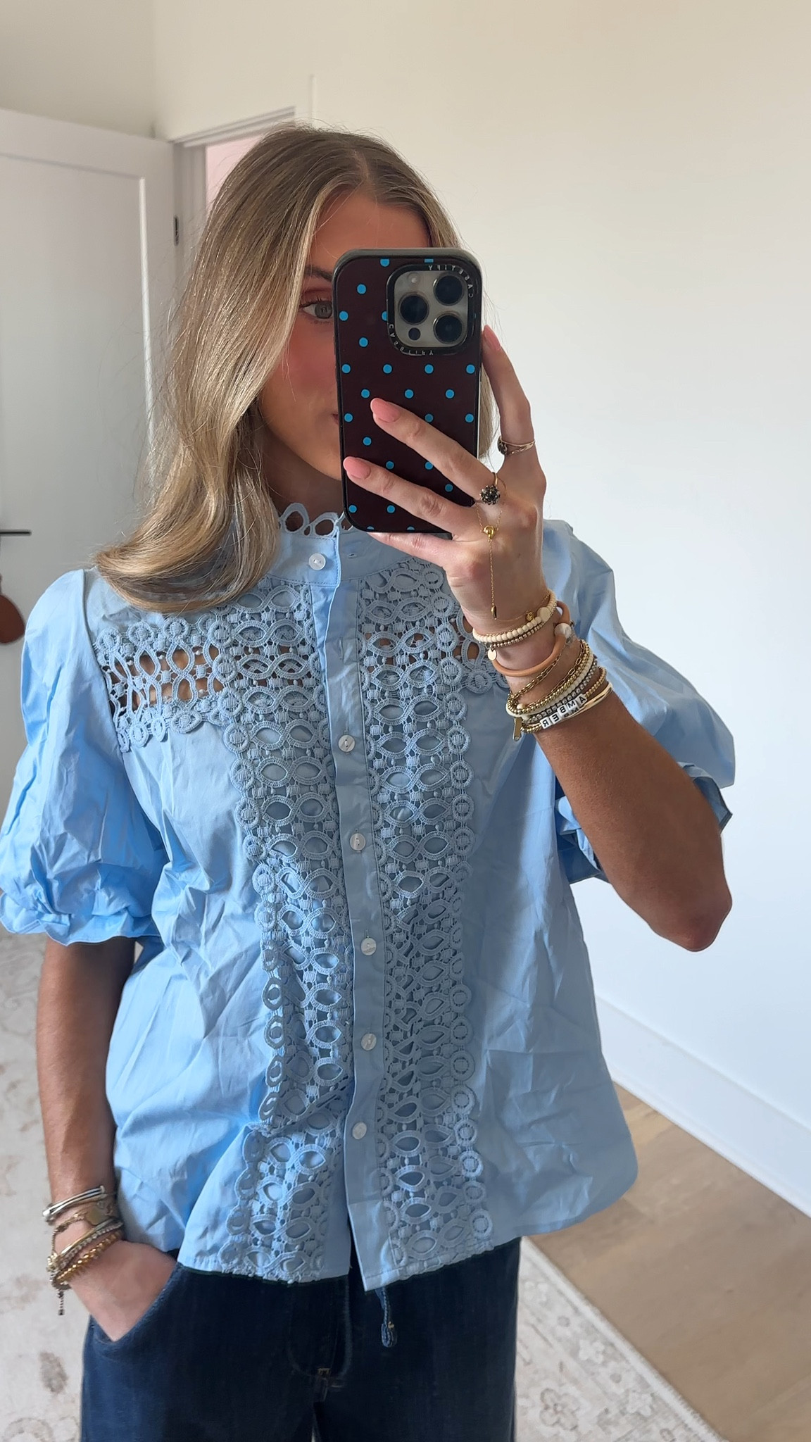 Amazon size small Esmeling Women Lace Embroidered Eyelet Top Mock Neck Puff Ruffle Sleeve Shirt Hollow Out Button Down Blouse

#LTKSaleAlert #LTKWorkwear #LTKootd