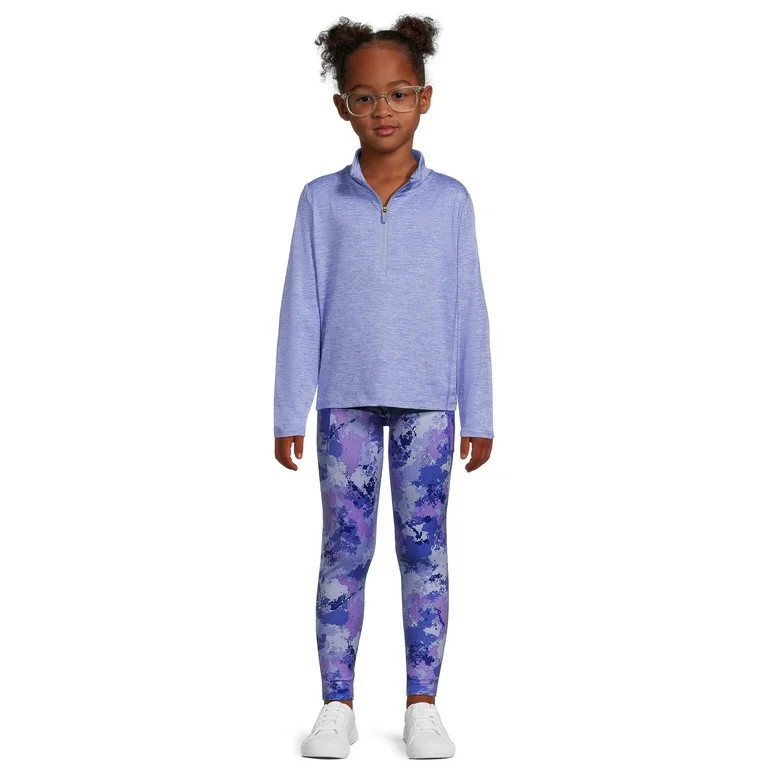Athletic Works Girls Quarter-Zip Top and Leggings Set, 2-Piece, Sizes 4-18 & Plus | Walmart (US)