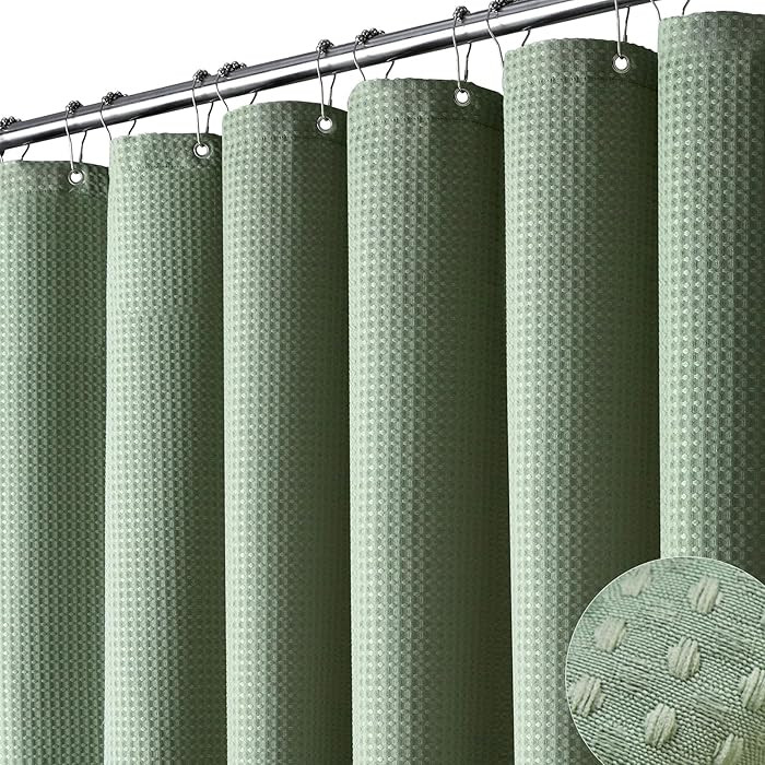 Dynamene Fabric Shower Curtain, Waffle Textured Heavy Duty Shower Curtains for Bathroom, 256GSM L... | Amazon (US)