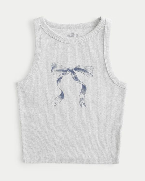 Ribbed Bow Graphic Tank | Hollister (US)