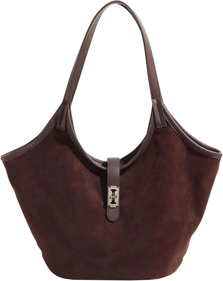 Rejolly Suede Bucket Tote Bags for Women Shoulder Bag Trendy Fall Purse Slouchy Handbag | Amazon (US)
