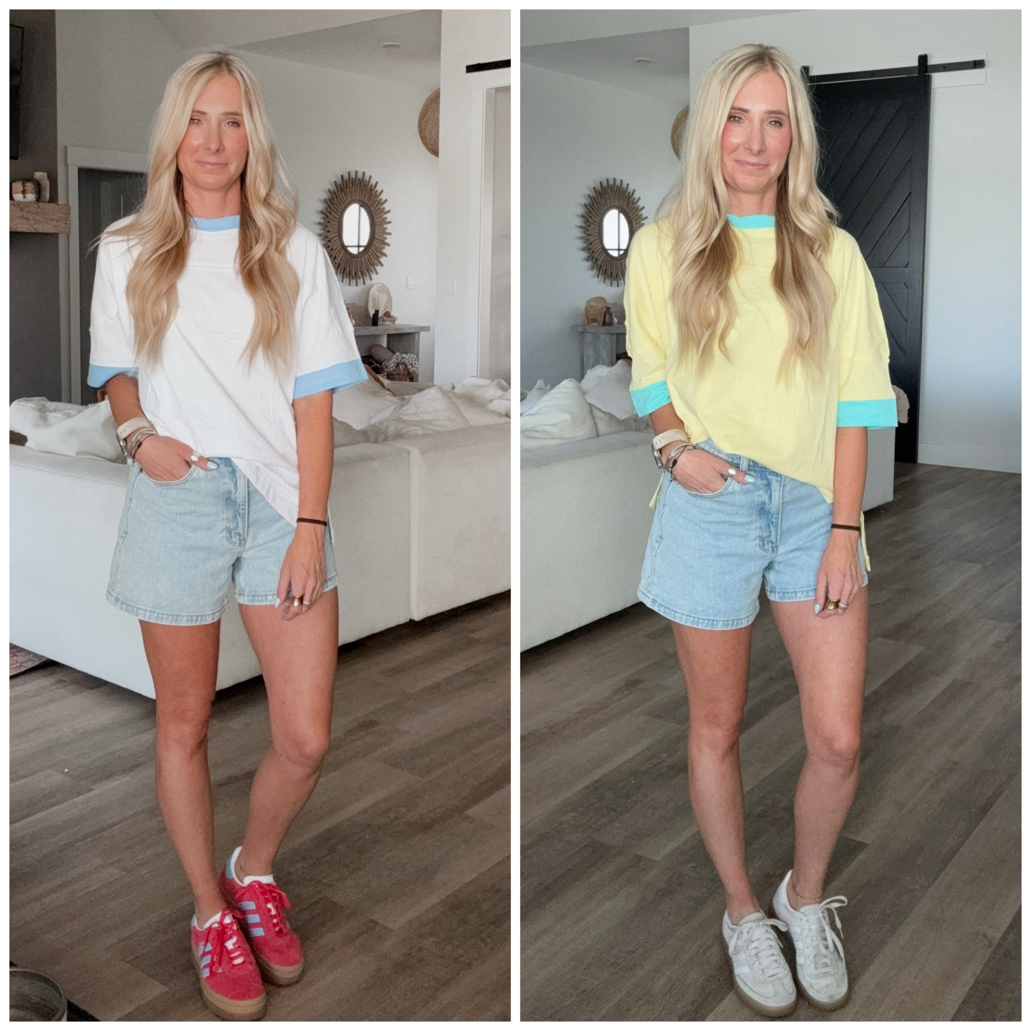 Cutest tshirts and they come in so many color options. I am in an xs

Shirts are 50% off until 8/3 making them $4.99 with code: 2TSC8BZ9