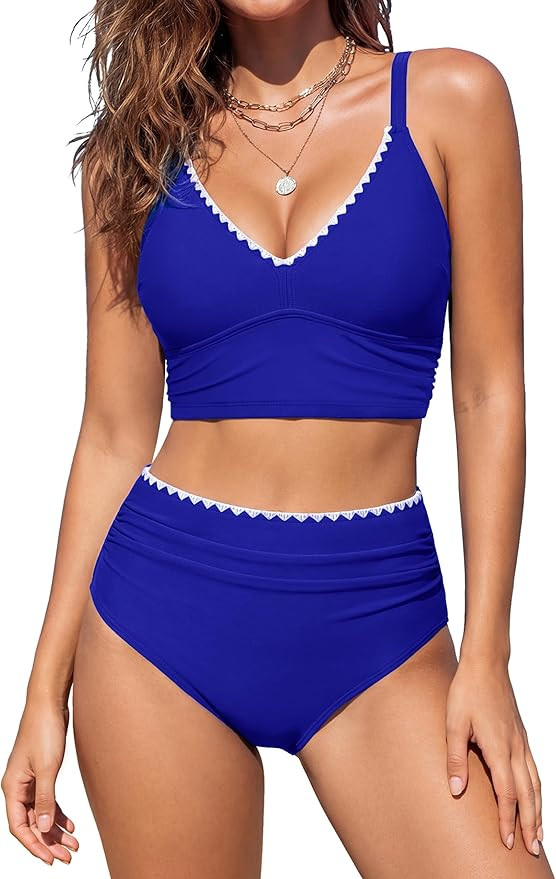 BMJL Women's High Waisted Bikini Sets Tummy Control Swimsuits Two Piece Bathing Suit Cute Swim Su... | Amazon (US)