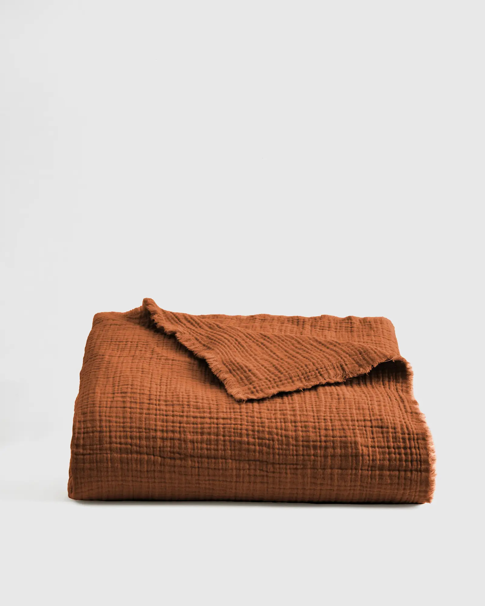 Organic Airy Gauze Throw in Terracotta | Quince