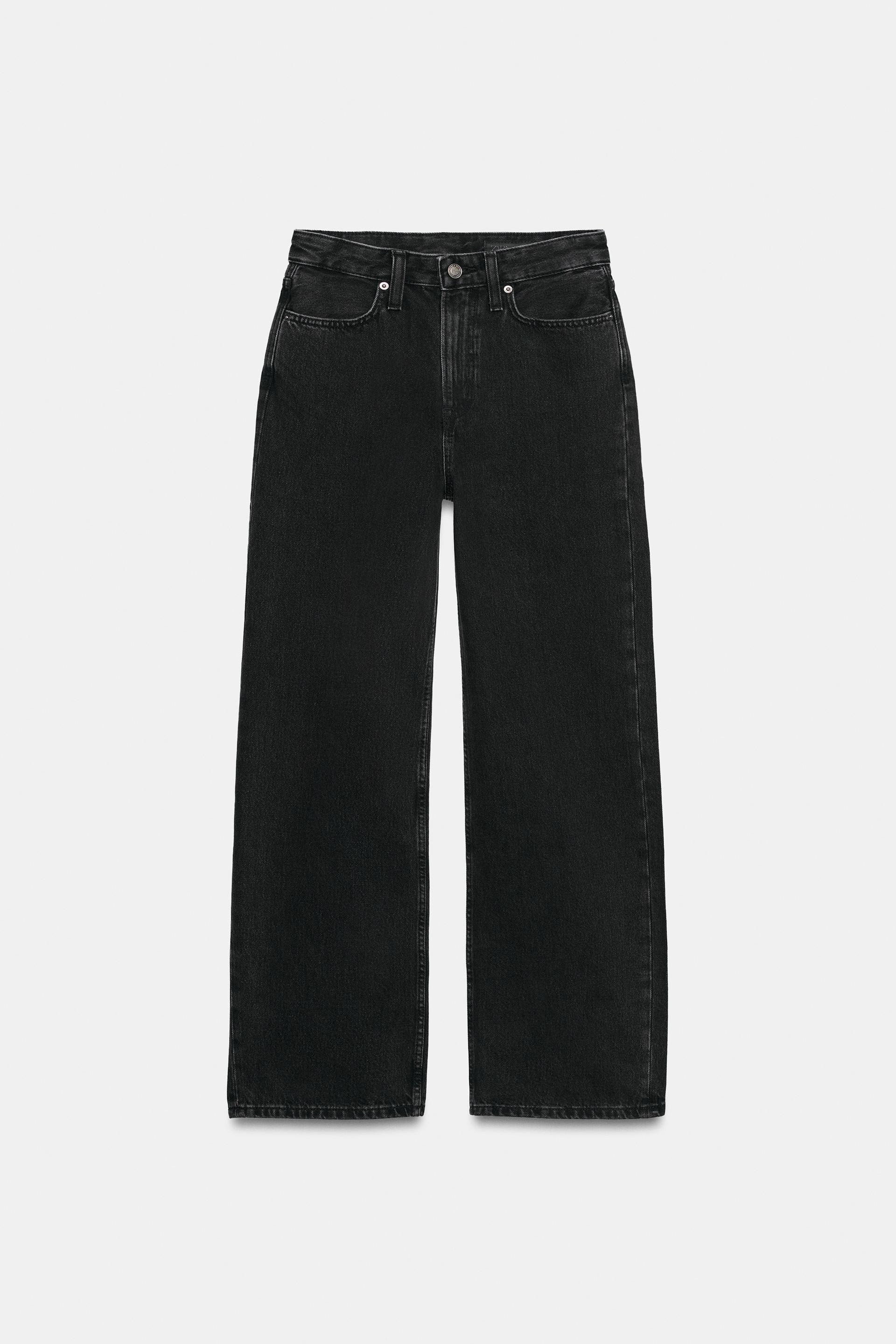 Zara - Zw Collection Straight-Leg High-Waist Jeans - Mid-Blue - 18 - Woman | Zara UK