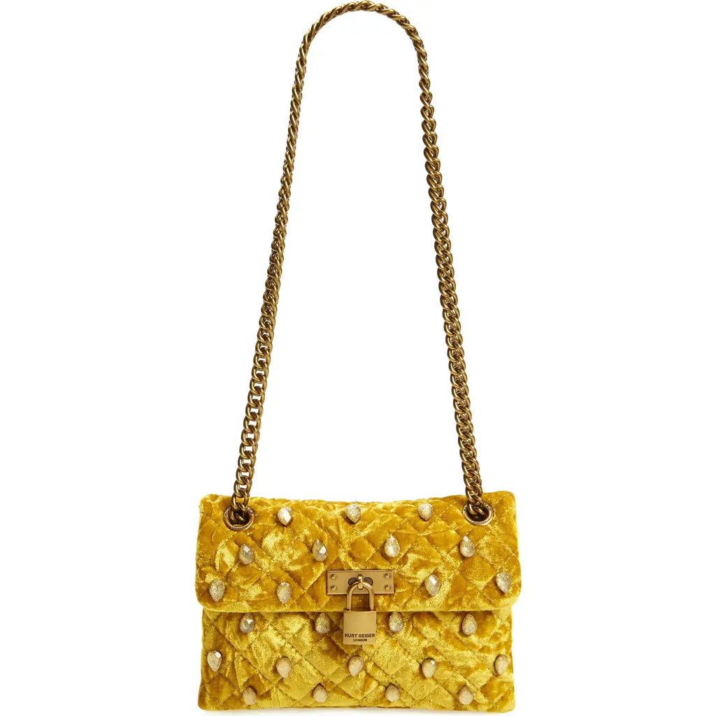 Kurt Geiger London Mini Brixton Velvet Shoulder Bag in Dark Yellow at Nordstrom Rack | Nordstrom Rack