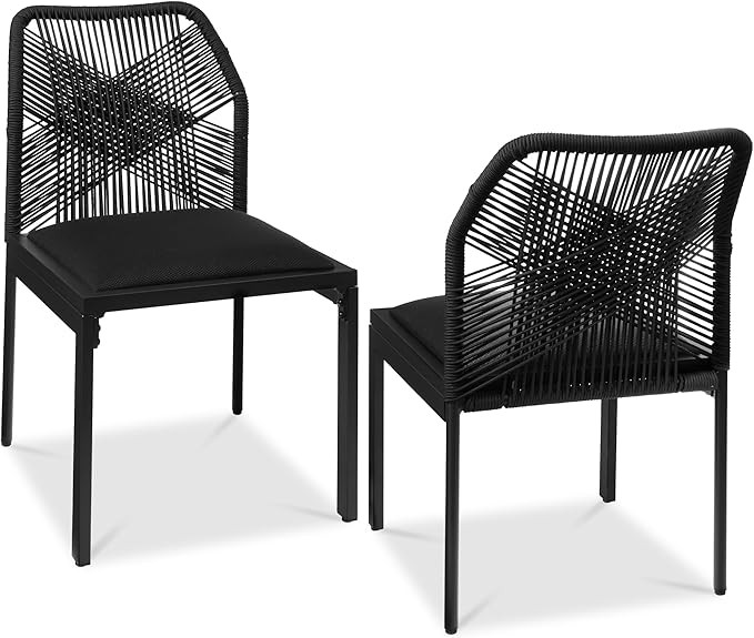 Best Choice Products Set of 2 Indoor/Outdoor Modern Dining Kitchen Chairs, All-Weather Rope Woven... | Amazon (US)