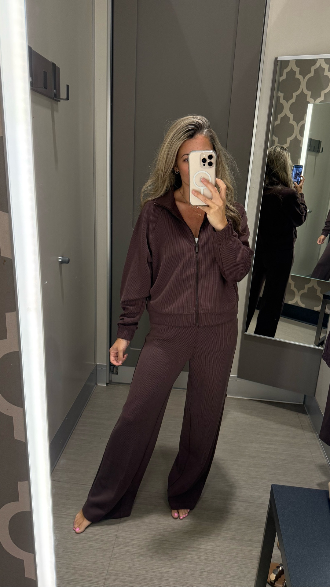 Woah this Target All in motion ribbed set is🤌🏻 it is so cozy and soft and comes in multiple colors! But this Brown color is trending for fall and I love it! Wearing a small for the jacket and an XS for the sweatpants! 

#LTKPetite #LTKOver40 #LTKActive