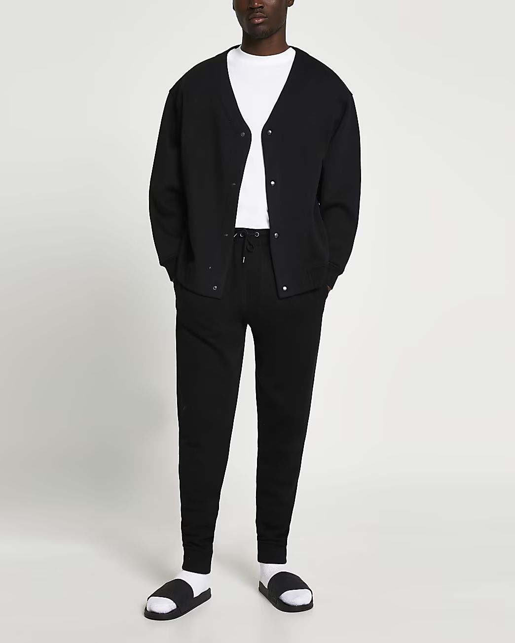 River Island Mens Black oversized button cardigan | River Island (US)