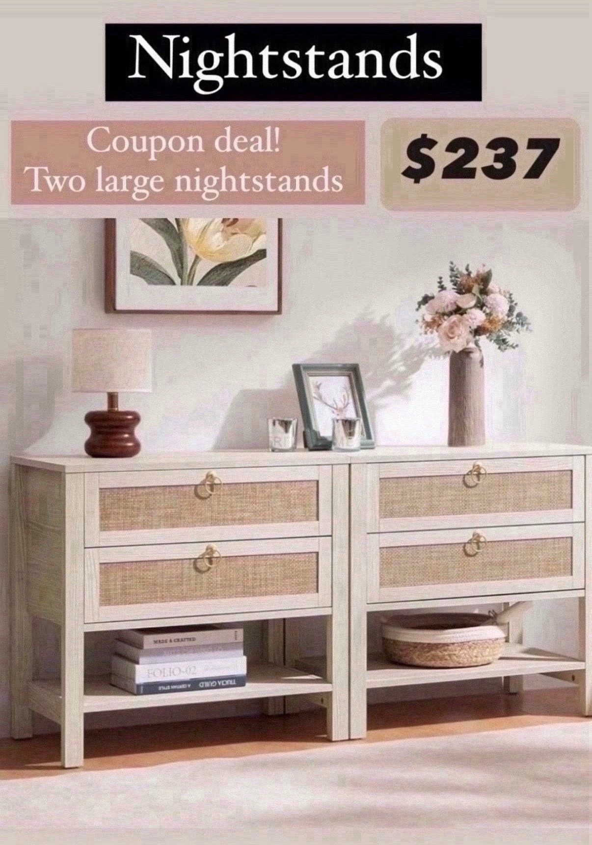 2 large nightstands.  These are very popular if your are looking for aesthetic nightstands 


#nightstand #amazonholiday #fallfavorites2024

 #LTKWatchNow #LTKHome

#LTKSaleAlert