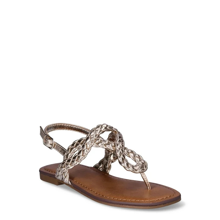 Wonder Nation Little & Big Girls Braid Sandal | Walmart (US)