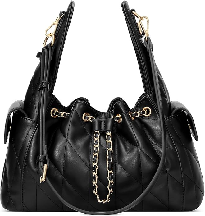 CLUCI Slouchy Hobo Bags for Women, Crumpled Vegan Leather Quilted Tote Bag Tabby Handbag with Adj... | Amazon (US)