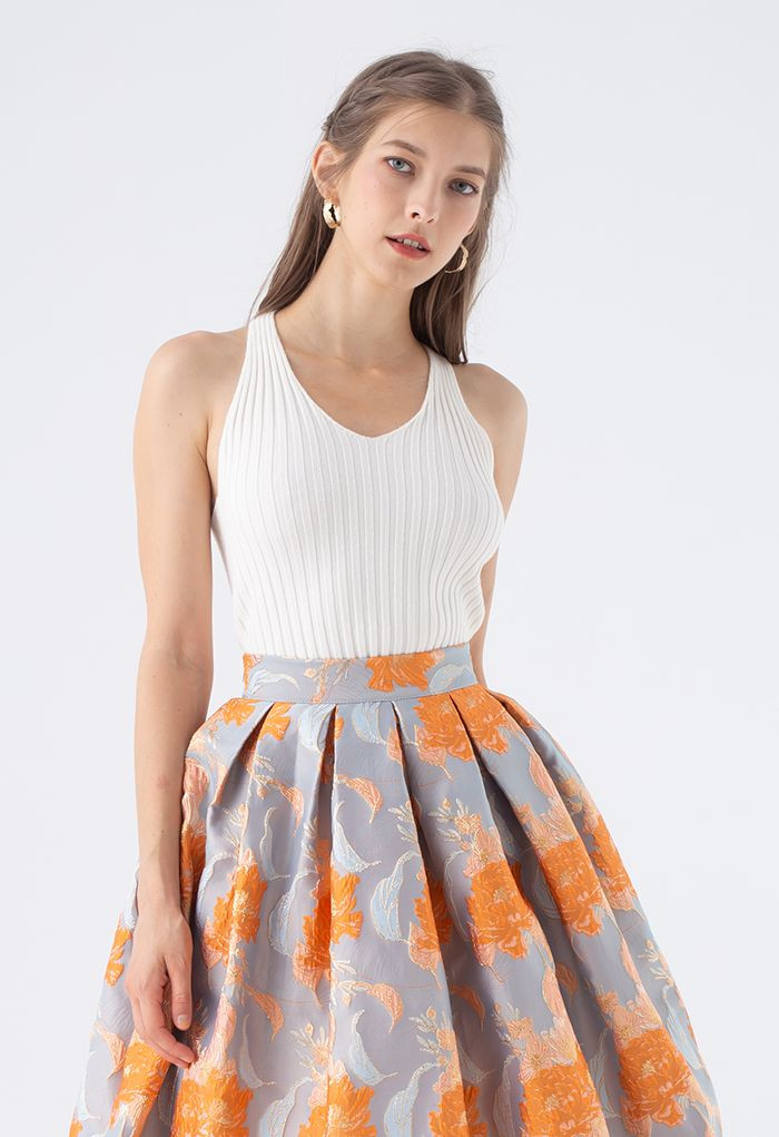 Halter Neck Crop Knit Top in White | Chicwish