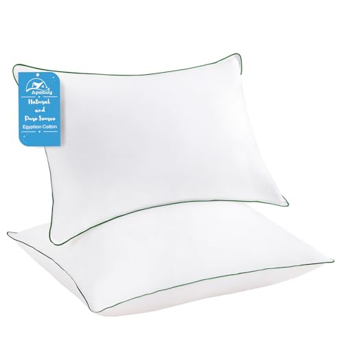 APOBUY 100% Breathable Cotton Cover Bedding Bed Pillows for Sleeping - King Size Set of 2, Hotel-Quality Soft Supportive Fluffy Pillows 2 Pack Full size20*36（Green） | Amazon (US)