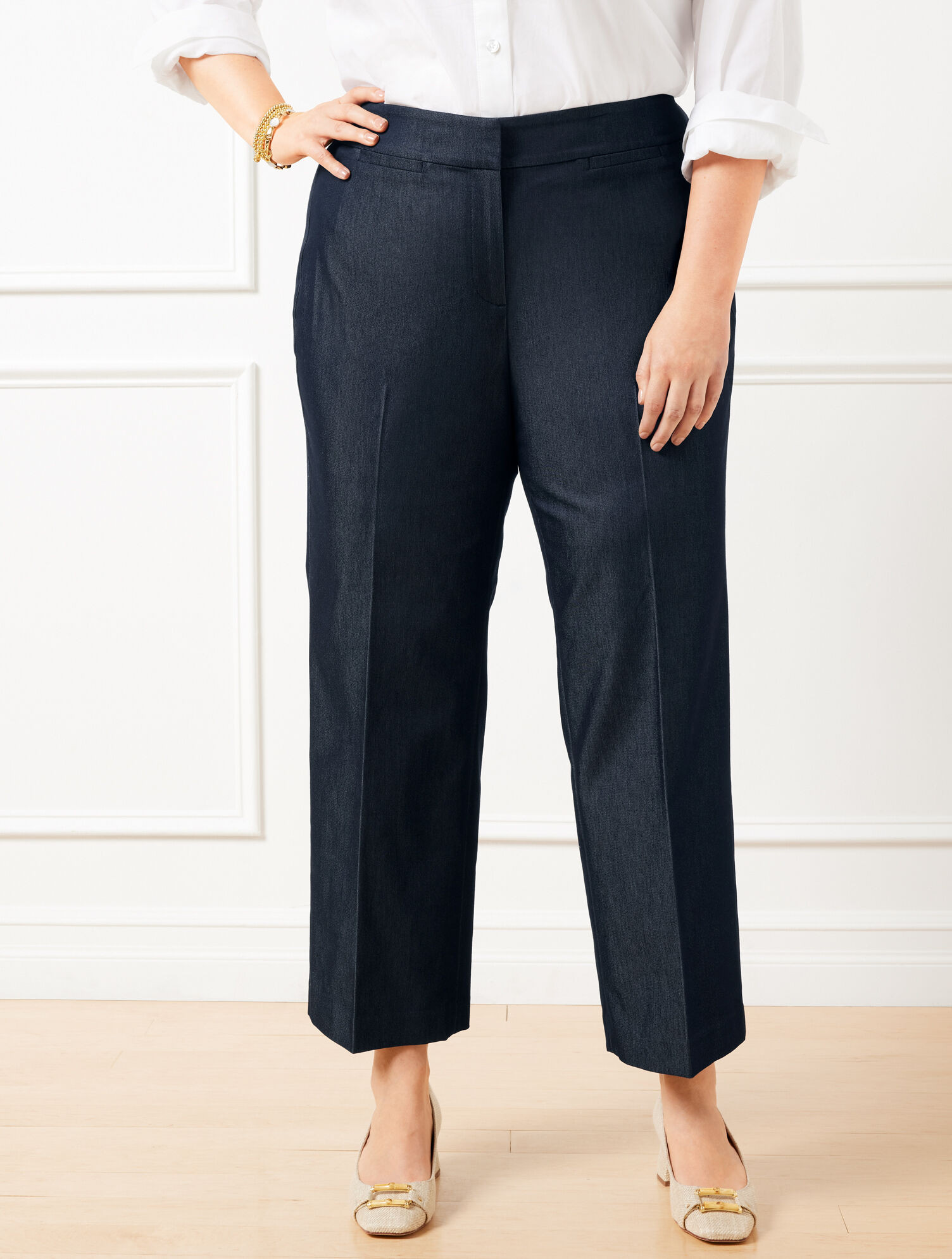 Plus Exclusive Refined Denim Slim Wide Ankle Pants | Talbots