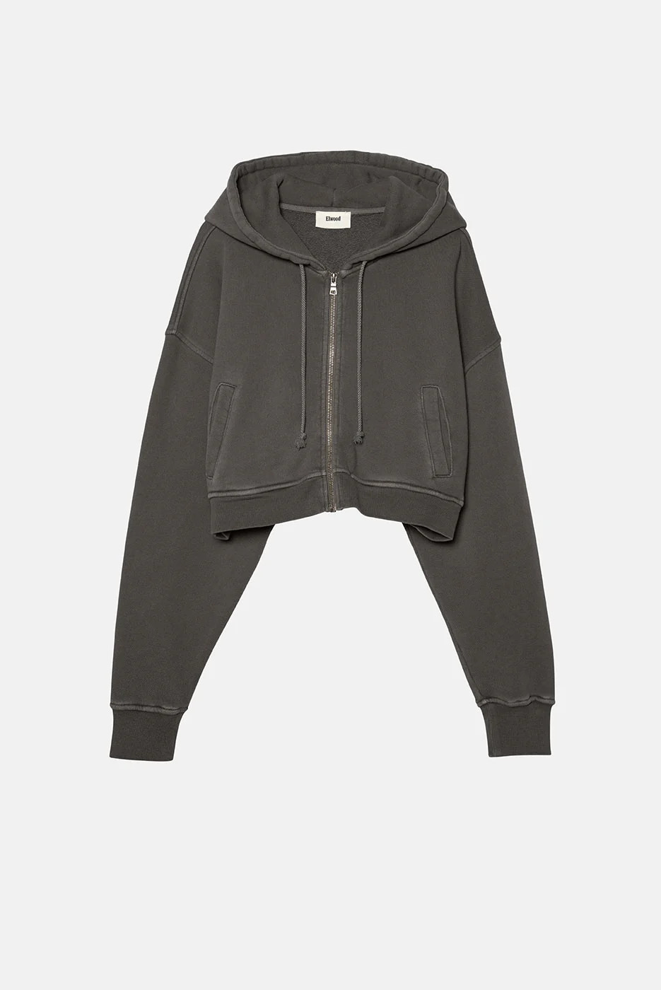 UNLINED BABYDOLL CROP ZIP HOODIE VINTAGE GREY / XL | Elwood Clothing