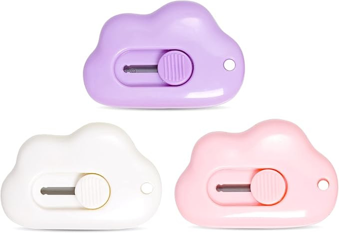 Fengek 3 Pcs Mini Retractable Utility Knife Cloud Pocket Box Cutters Plastic Letter Opener Slide ... | Amazon (US)