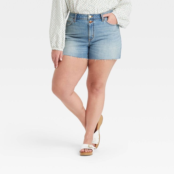 Women's Plus Size High-Rise Vintage Midi Jean Shorts - Universal Thread™ Medium Wash 18W | Target