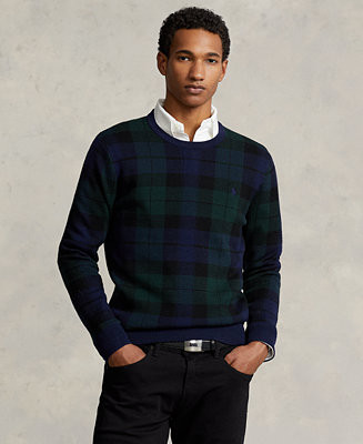Men's Plaid Washable Wool Sweater | Macy's