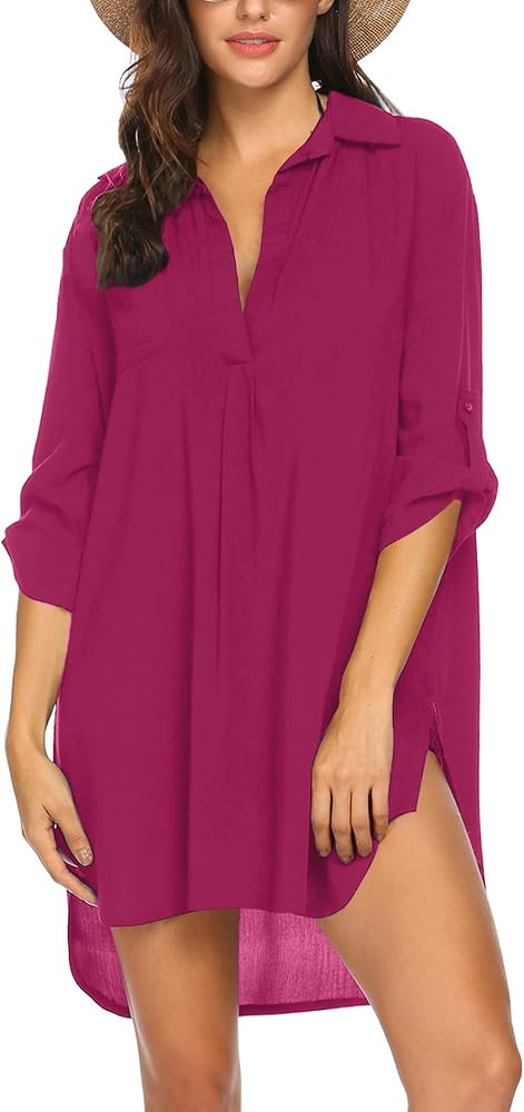 Ekouaer Women's Swimsuit Beach Cover Up Shirt Bikini Beachwear Bathing Suit Beach Dress | Amazon (US)