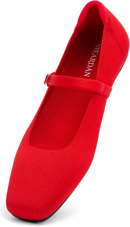 Women's Ballet Flats Square Toe Slip On Shoes Knit Dress Mary Jane Flats Woman Comfy Soft Causal ... | Amazon (US)