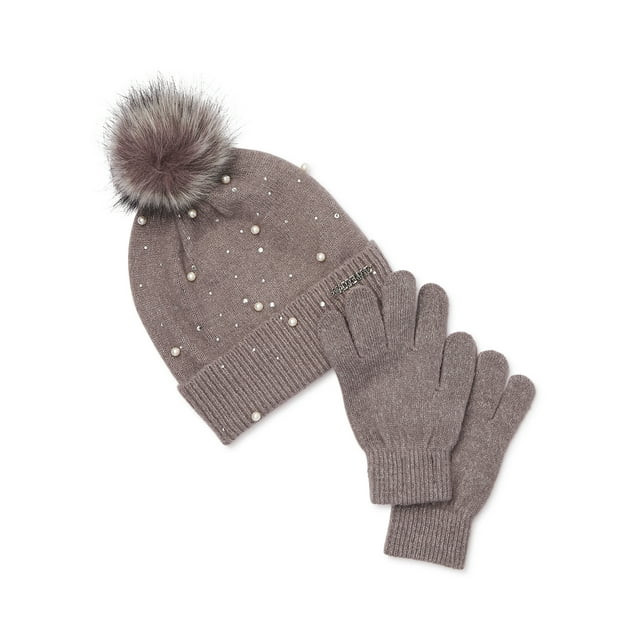 Madden NYC Women's Faux Pearl Beanie and Gloves, 2-Piece Gift Set | Walmart (US)