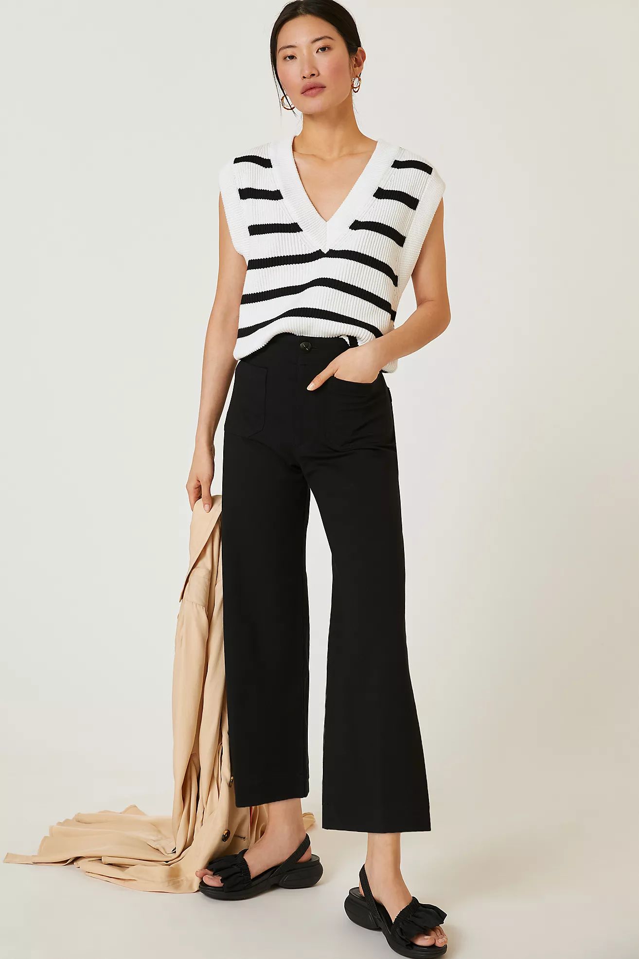 The Colette Cropped Wide-Leg Ponte Pants by Maeve | Anthropologie (US)