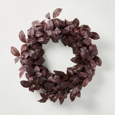 26" Black Plum Leaf Fall Wreath - Hearth & Hand™ with Magnolia | Target