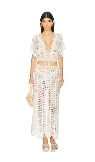 MORE TO COME Mayla Skirt Set in White,Taupe. - size S | Revolve Clothing (Global)